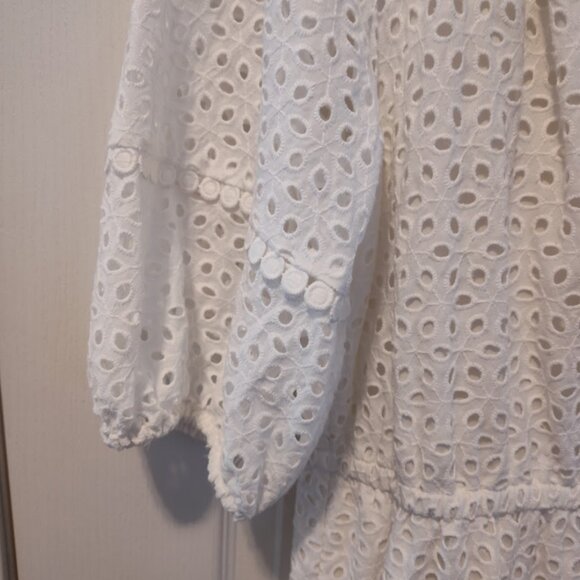 Vince Camuto Women's Ivory Eyelet Fit & Flare Dress Size 14 - Picture 3 of 5